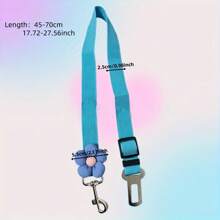 1pc Adjustable Pet Car Safety Belt With Cute Flower Charm - Durable Polyester, Hand Wash Only - Perfect For Dog & Cat Safety In Vehicles, Safety Belt Strap