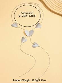 1 pieza Collar elegante y minimalista con cadena con forma de corazón y flecos, adecuado para uso casual, de fiesta o diario de las mujeres
