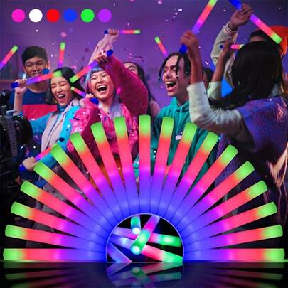 LED Light Up Foam Sticks, Glow In The Dark Party Supplies For Wedding Birthday Christmas Halloween Rave Party Favors Glow Sticks Birthday Party, Wedding, Halloween, New Year