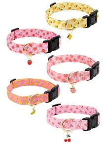 1pc Or 2pcs Fruit Patterns Adjustable Soft Dog Collar With A Little Fruit Charm For Small Medium Large Dogs Buckle Summer Spring Pet Collar For Indoor And Outdoor