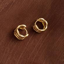 1 Pair Hollow Copper Earrings For Women, Exuding High-End Elegance