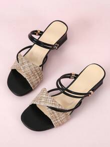 Women's New Fashion Versatile Open Toe Chunky Heel Slip-On Sandals, Elegant For Dresses, Beaches, Parties, Offices, Home. Suitable For All Seasons.