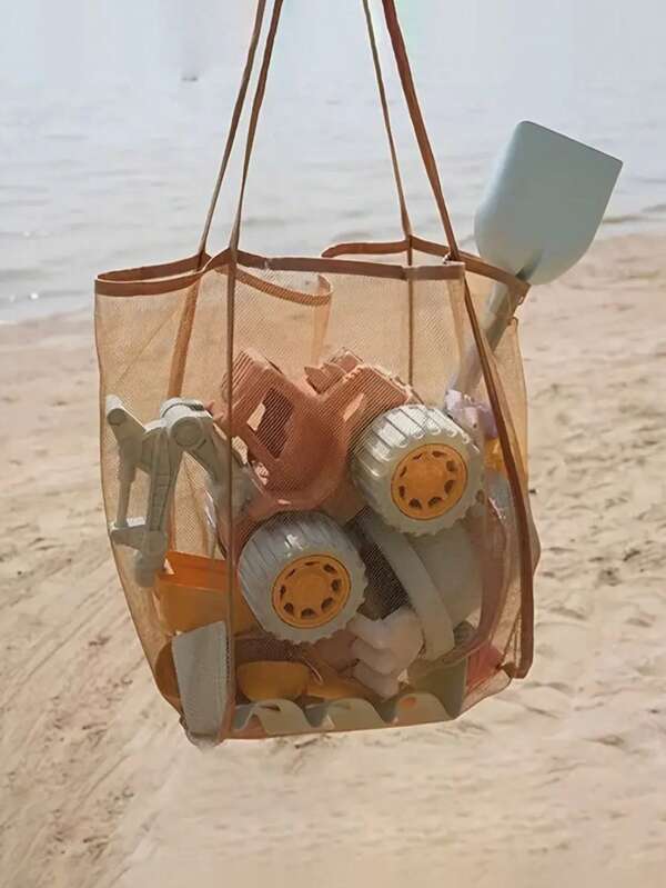 Strand Spielzeugtasche, Strandtasche, extra große Strandtasche, faltbare große Aufbewahrungstasche für Spielsachen, zum Verstauen von Spielsachen, Muscheln, Kleidung und Handtüchern beim Spielen am Strand