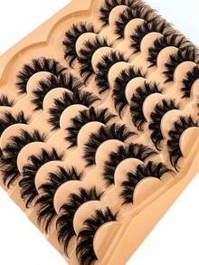 HBZGTLAD 14 Pairs Naturally Fluffy Crossed Long Eyelashes, Handmade 3D Curl Mixed Style Reusable Faux Mink Lashes For Practice - 濃密款 - 查看 4