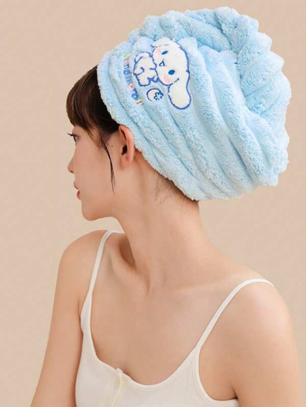 Sanrio Sanrio 1pc Sanliou Yugui Dog, Four Color Cute Kuromi Dry Hair Cap, Anime KT Cat Coral Velvet Water Absorbing Headscarf, Home Cartoon Melody Quick Drying Bath Cap Home Bathroom Decor Summer