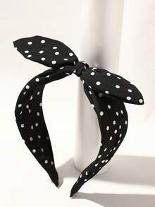 1pc Polka Dot Print Bunny Ear Headband, Vintage Wide Brim Non-Slip Hair Hoop, Suitable For Easter Party Wear, Hair Band, Hairband For Women Hair Accessories Head Accessories - Multicolor - View 5