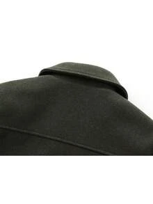 女士柔软外套，新款秋冬女士拉链短款外套，长袖口袋飞行员夹克 - 軍綠色 - 查看 5