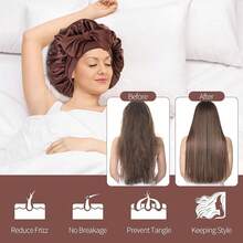 Leopard Heatless Hair Curler To Sleep In With Sleep Bonnet – Soft No Heat Curlers For Women, Comfortable Overnight Rollers For Effortless Heatless Curls Overnight-Good - Brown - View 7