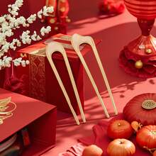 2 件 U 型金属复古发夹，适合女士和女孩的法式发簪发髻，颜色多样，发饰，发髻延长器，发髻制作器，发髻发片，发型夹 - 2pcs套裝亞金色 - 查看 12