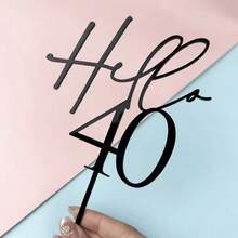 1pc/3pcs/6pcs/12pcs Black Acrylic Hello18/21/30/40/50/60th Birthday Cake Topper For Birthday Party Cake Dessert DIY Decoration Supplies
