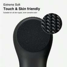 Facial Cleansing Brush, IPX7 Waterproof Rechargeable Silicone Face Scrubber, 5 Cleansing Modes Face Brush For Face Exfoliator, Exfoliating And Massaging Face Scrubber Exfoliator - màu đen - Xem 7