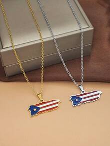 波西米亚度假风格 18K 镀金不锈钢女士项链，长吊坠树脂旗帜，手工抛光，精美设计 - 周年纪念、母亲节、生日、约会、舞会、节日、返校、婚礼的完美礼物 - 适合商务、度假和休闲场合