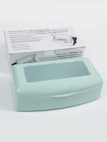 1pc Nail Sterilization Storage Box With Transparent Cover For Manicure Tools And Nail Polish Nail Tools Tweezers ,Durable Plastic Organizer For Nail Technicians & Estheticians, Salon Hygiene Solution, Efficient Disinfection System - Blue - View 2