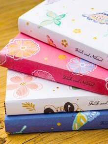 A5 布面笔记本 | 蝴蝶图案 | 244 页全彩 100g 纸张 | 多色柔和花卉图案 | 适合创意和个人使用 | 耐用松紧带封口 | 优雅的办公和学校文具、学校用品、返校