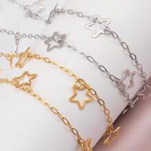 1m Fashionable Stainless Steel Pentagram Chain, Vacuum Electroplated Star Chain, Suitable For DIY Necklace, Bracelet, Jewelry Making - Chain - View 6