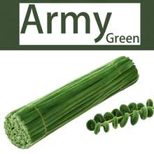 50/100/200/300/400/500支 軍綠色手工毛根管，軍綠色手工毛根管大包裝，軍綠色雪尼爾棒，毛絨棒手工用品，藝術毛根管，綠色毛根管，適用於DIY藝術手工項目與裝飾 - 軍綠色 - 查看 2