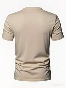 GRDR Men's Casual Solid Color Round Neck Short Sleeve T-Shirt, Summer - Aprikot - View 3