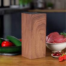 1pc Household Kitchen Square Faux Wood Grain Knife Block Organizer - Imitation Wood Grain - View 1