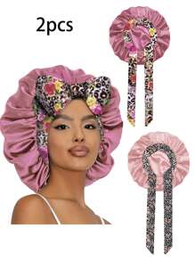 1/2/3 Stücke Elastische Satinsatin Schlafmütze/Make-up-Duschhaube/Tägliche Haarkappe für Frauen, Seide Satinkappe