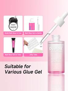 40ml Nail Glue Remover Nail Glue Remover For Press On Nails Easy Remove Solid Nail Glue Gel On Fake Nail Tips Not For Gel-Base Glue Or Gel Nail Polish - 無色 - 查看 3