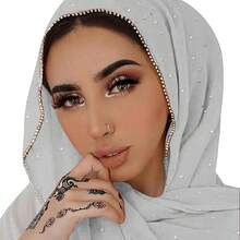 Hijab Scarf Women Soft Chiffon Long Scarf Shawl Fashion Hijab Wrap Scarves - Màu Xám nhạt - Xem 1
