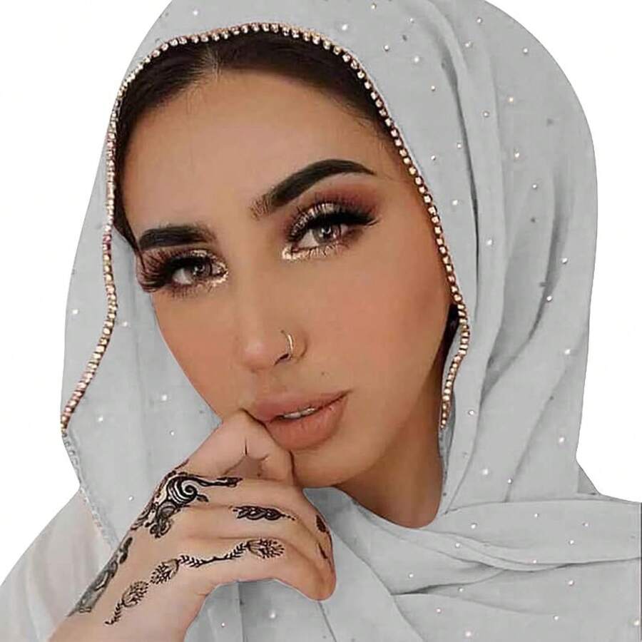 Hijab Scarf Women Soft Chiffon Long Scarf Shawl Fashion Hijab Wrap Scarves - Màu Xám nhạt - Xem 1