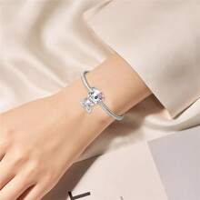 tiantianxue 1pc Silver-Plated Glow-In-The-Dark Pumpkin/Sweet Kiss/Bear Hugging Heart Beaded Pendant, Suitable For Women Bracelet/Anklet/Necklace DIY Jewelry Making, Valentine's Day Gift, Daily Fashion Accessory