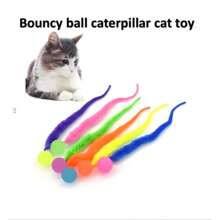 2 Pieces Of Colorful Caterpillar Plush Cat Toys With Glowing Green Eyes - Interactive Bouncing Ball Design, Made Of Soft And Durable Polyester Material, Perfect For Indoor Play And Pet Entertainment, Interactive Cat Toys.