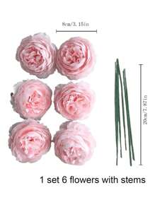 6/12/24pcs Artificial Peony Flowers Simulated Peony Flower Heads With Stems For Wedding Party Decoration, Cake Decoration And Home Living Room Table Centerpieces,Fake Plants,Fall Decor,Room,Desk,Garden Decor,Room Decoration Stuff