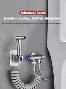 Set di bidet da toilette in acciaio inossidabile durevole e che risparmia acqua, incluso valvola di scarico dell'urinale, potenziatore di pressione senza perforazione e valvola angolare multifunzione con doccetta bidet femminile - facile da installare, ideale per ristrutturazioni bagno. Caratteristiche: potenziamento della pressione integrato, design antideflagrante e anti-rottura, un must per la pulizia.