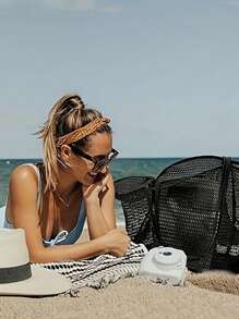 [Beach Bag] Large Capacity Beach Travel Bag | Women's Shoulder Bag, Women's Shopping Tote Bag, Beach Mesh Tote Bag, Women's Foldable Shoulder Bag, Travel Bag Beach Nylon Mesh Tote Bag, Casual Tote Bag Hobo Women's Foldable Shoulder Bag, Mesh Beach Tote Bag Large Size Women's Bag Upgraded Version, With Multiple Pockets, Suitable For Beach Picnic Vacation, Large Capacity Waterproof Beach Bag