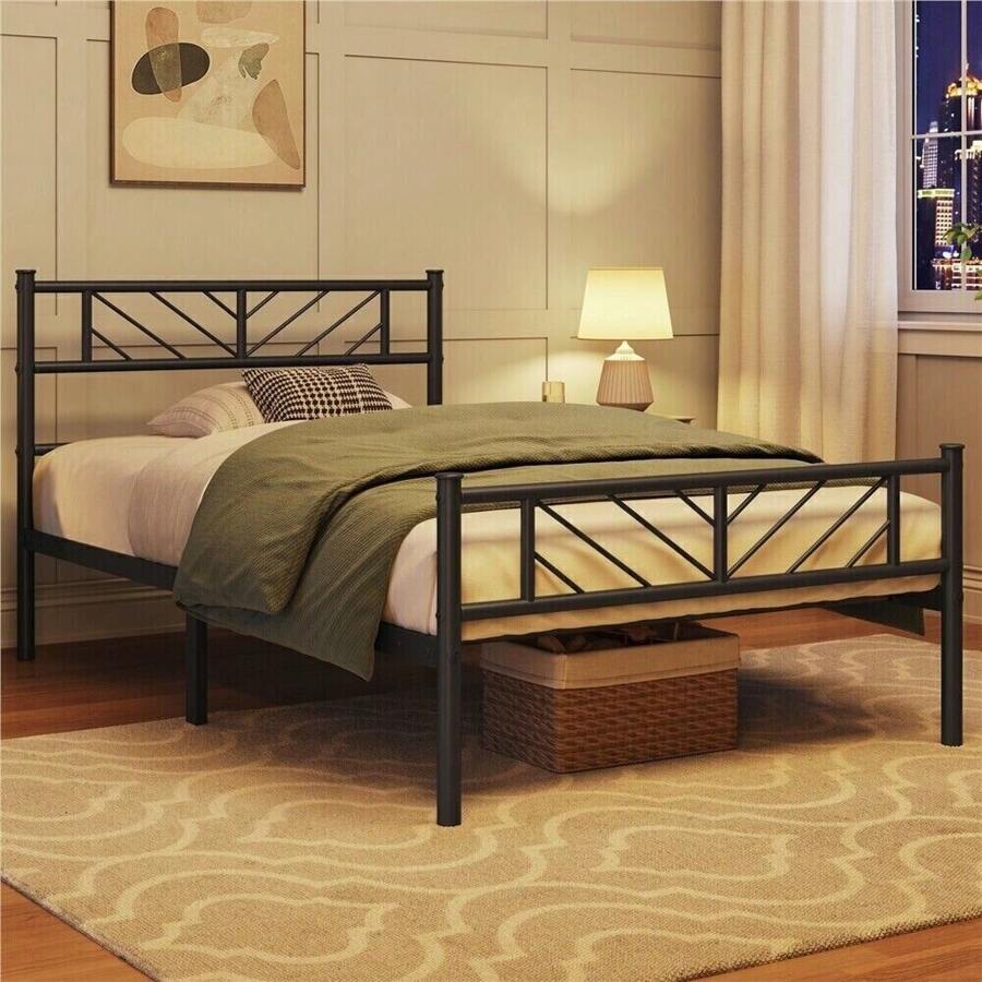 OYAJIA Full Bed Frame-Classic Metal Platform Bed Frame,Mattress Foundation With Steel Slat Support,Under Foundation Storage,No Box Spring Needed, Easy Assembly, Full Size