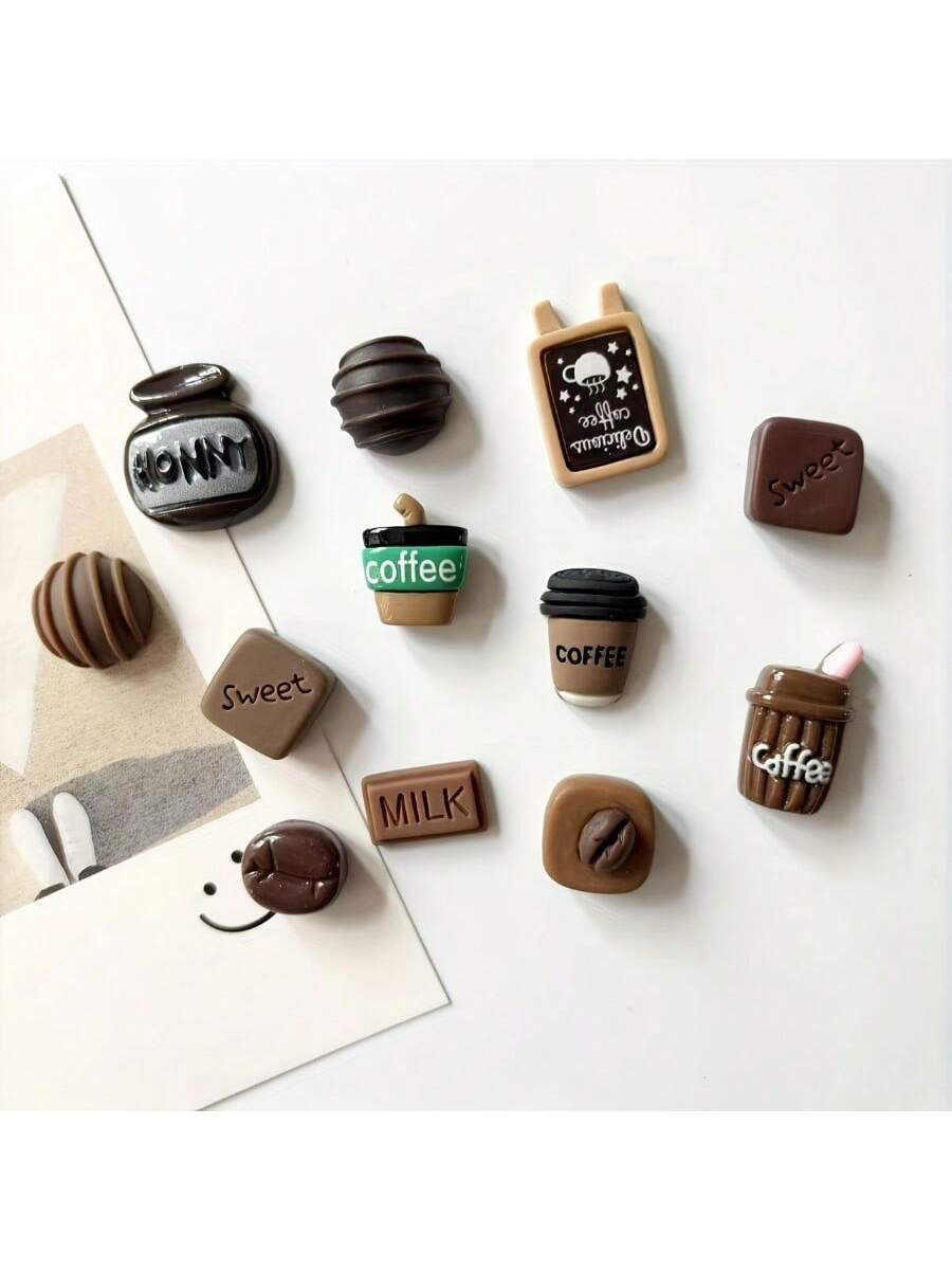 12 مغناطيس قهوة صغير إبداعي لوحة رسائل ثابتة للتبر...