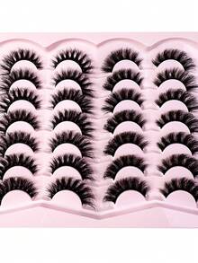 LYBCG Mix 14pairs Cat Eye Lashes 3D Faux Mink Lashes Natural False Eyelashes Reusable Dramatic Volume Lashes Makeup Eyelash Extension - 黑色 - 查看 2