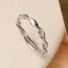 1 件极简主义 INS 波浪设计时尚戒指，日常佩戴