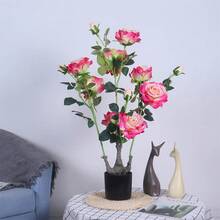 2 Pack Artificial Peony Flower Trees, Artificial Peony Plant In Pot, Artificial Peony Blossom Tree With Green Leaves For Living Room, Office, Home, Outdoor And Indoor Decoration - 粉色 - 查看 1