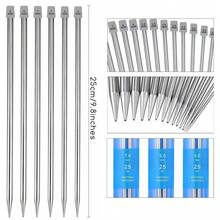 22pcs Stainless Steel Knitting Needles Set, 2mm-8mm Straight Single-Pointed Crochet Hooks, 25cm Sweater Knitting Needles