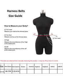 Adjustable Women's Waist Belt With Chest Decor, PU Leather With Metal Chain, Sexy Style Accessories