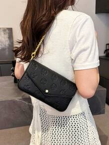 Túi đeo chéo xích nữ mùa hè mới 2025, Túi xách Baguette cổ điển dành cho nữ, Túi xách thời trang - màu đen - Xem 5