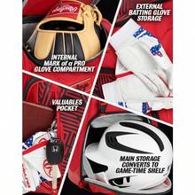 Rawlings CHAOS Backpack Bag Series TBall Youth Baseball Fastpitch Softball Multiple Colors - Red/White/Blue - View 7