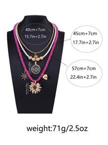1 pieza Collar colgante de flores y animales con cuentas multicapa de diseño de lujo de aleación, versátil para mujeres