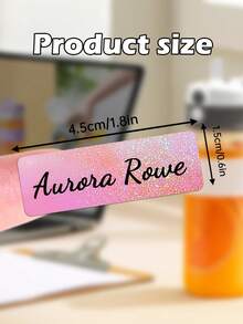 60pcs Customized Waterproof Name Stickers, Student Personalized Name Labels, Suitable For School, Daycare Supplies, Personalized Girls Labels, Rainbow Glitter Stickers, Kindergarten Labels, Size 1.5x4.5cm. As Back To School Student Gift, Can Be Stuck On Various Stationery And School Supplies, Suitable For Boys, Girls, Teenagers And Middle School Students. - Multicolor - View 10