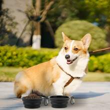 Tazón plegable para mascotas con tapa, tazón de agua/comida antiderrame para viaje para gatos y perros (Diseño desmontable con gancho para acampada y senderismo + Silicona fácil de limpiar)