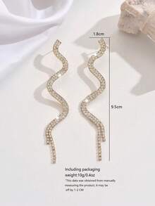 1 对时尚金属蛇形长水晶流苏耳坠耳环，适合女士佩戴，甜美酷炫风格，适合派对佩戴
