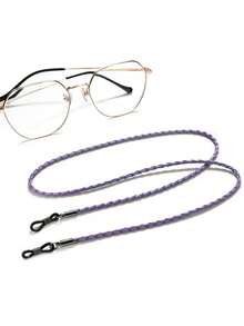 1pc Unisex PU Braided Rope Eyeglass Chain, Multi-Color Hanging Lanyard For Reading Glasses, Eyewear Accessories Anti-Lost Strap - A - View 4