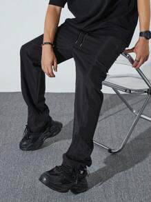 Men's Fashion Casual Loose Pants With Drawstring At The Waist And Back Pockets, Suitable For Casual Dates, Daily Strolls.