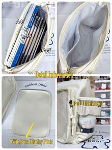 可爱日本学校斜挎包基本款透明 Ita 包新款简约女生单肩包学院风大学生手提包 Ita 包带徽章展示盘小侧袋可放 10 厘米娃娃 DIY Ita 包 JK 返校礼物演唱会动漫粉丝包女士