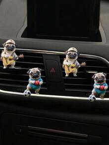 1/2/4个装可爱巴哥犬汽车出风口夹 2D亚克力扁平狗狗装饰汽车香氛夹，空气清新剂，汽车内饰配件 - 米色 - 查看 9