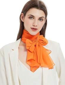 2025PANTONIGHT Long Chiffon Sheer Scarf For Womens - 064 Plain Orange - View 2