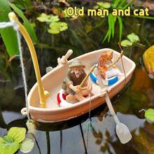 1pc Mini Realistic Floating Small Boat With Oar, Fishing Boat Model, Aquarium Decoration Accessory, For Miniature Landscape, Resin Material DIY Decor - Multicolor - View 5